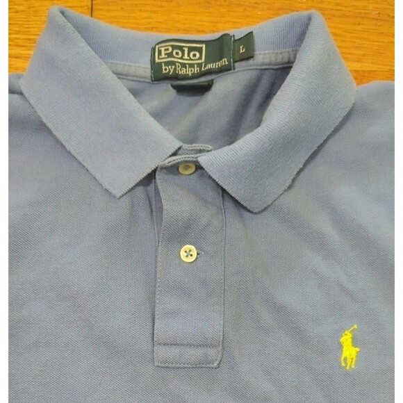 Polo Ralph Lauren Mens L Lt. Blue Shirt Yellow Pony Preppy City S/S 100% Cotton - Picture 4 of 6
